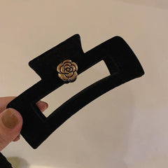 1Pc Camellia Flocking Hair Clips Women's Hair Accessories