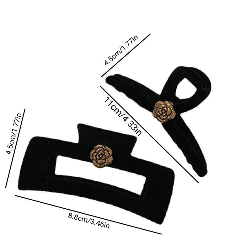 1Pc Camellia Flocking Hair Clips Women's Hair Accessories