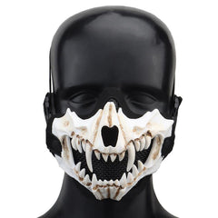 Men's Fangs Cosplay Airsoft Mask Half Face Halloween Horror Party Decor