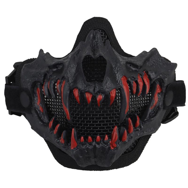 Men's Fangs Cosplay Airsoft Mask Half Face Halloween Horror Party Decor