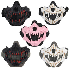 Men's Fangs Cosplay Airsoft Mask Half Face Halloween Horror Party Decor