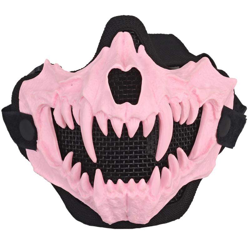 Men's Fangs Cosplay Airsoft Mask Half Face Halloween Horror Party Decor