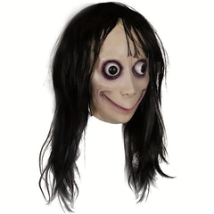Horror Devil Mask Long Hair Scary Challenge Evil Costume Halloween