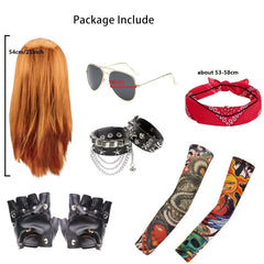 80s Rock Men's Costume Accessories Set - Punk Wig, Scarf, Sunglasses