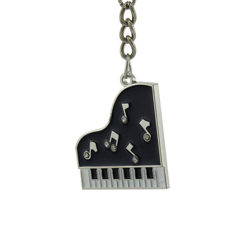 Piano Pendant Keychain Enamel Crystal Musical Keyboards Note Key Chain Gift