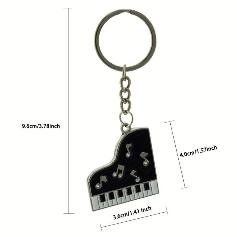 Piano Pendant Keychain Enamel Crystal Musical Keyboards Note Key Chain Gift