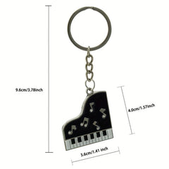 Piano Pendant Keychain Enamel Crystal Musical Keyboards Note Key Chain Gift