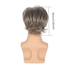 Short Curly Fluffy Wig Synthetic Fiber For Men