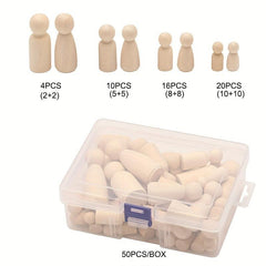 50pcs Wooden Peg Dolls DIY Art Craft Painting Peg Game Home Decor