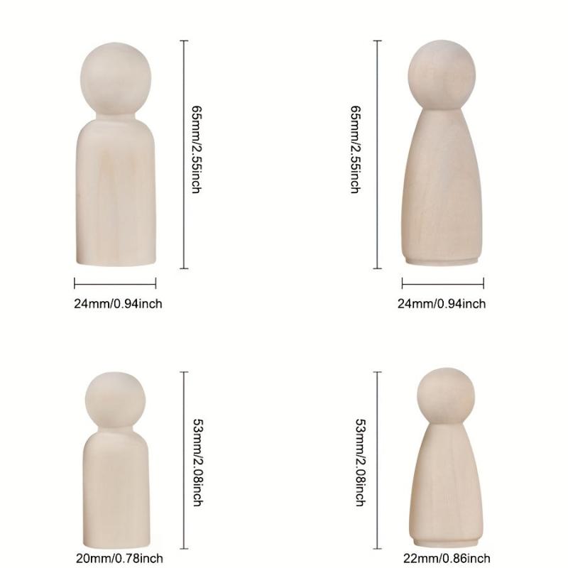50pcs Wooden Peg Dolls DIY Art Craft Painting Peg Game Home Decor