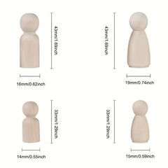 50pcs Wooden Peg Dolls DIY Art Craft Painting Peg Game Home Decor