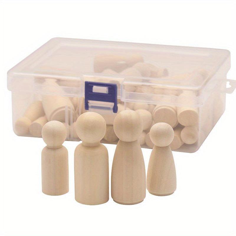 50pcs Wooden Peg Dolls DIY Art Craft Painting Peg Game Home Decor