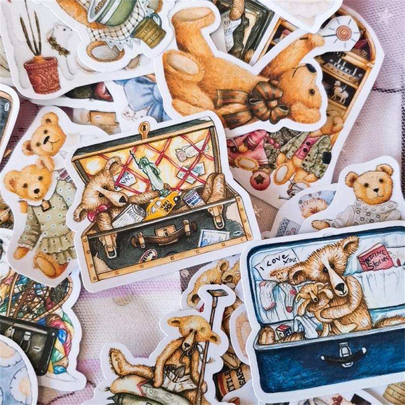 40pcs Vintage Bear Sticker Set for DIY Scrapbooking Arts & Crafts