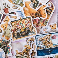 40pcs Vintage Bear Sticker Set for DIY Scrapbooking Arts & Crafts