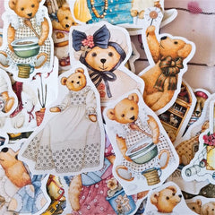 40pcs Vintage Bear Sticker Set for DIY Scrapbooking Arts & Crafts