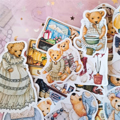 40pcs Vintage Bear Sticker Set for DIY Scrapbooking Arts & Crafts