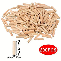 200pcs Wooden Dowels Fluted Dowel Pins 3.0cm