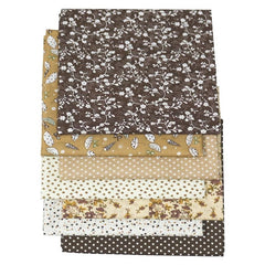 7pcs Coffee Cotton Printed Quilted Fabric for DIY Sewing Patchwork
