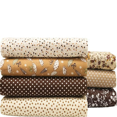 7pcs Coffee Cotton Printed Quilted Fabric for DIY Sewing Patchwork