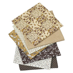 7pcs Coffee Cotton Printed Quilted Fabric for DIY Sewing Patchwork