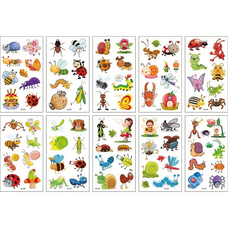 5pcs Kids Cartoon Character Arm Tattoos, No Repetition