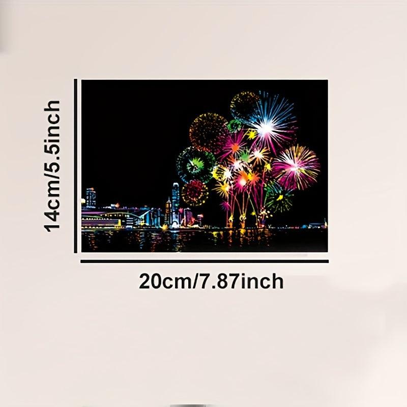 4pcs Dazzling Night Style Postcards Scratch Art DIY Kit