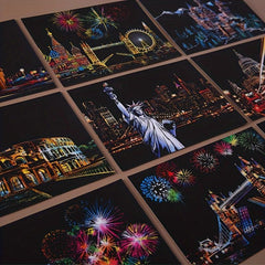 4pcs Dazzling Night Style Postcards Scratch Art DIY Kit
