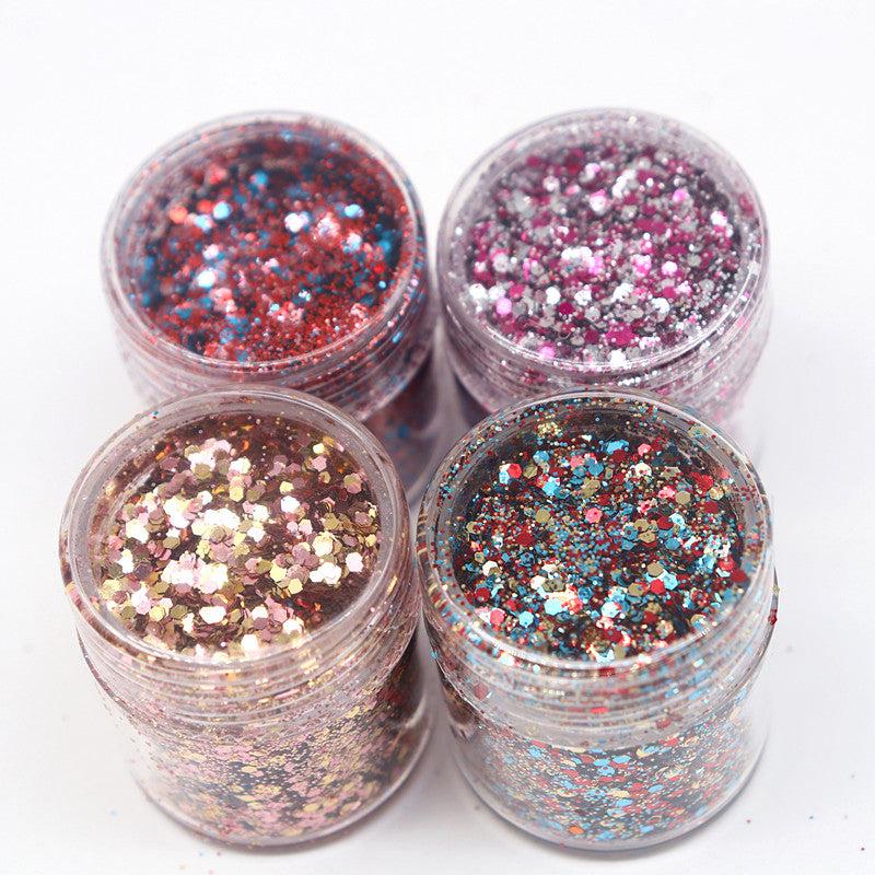 10ml Champagne Silver Mixed Purple Nail Powder Kit Art