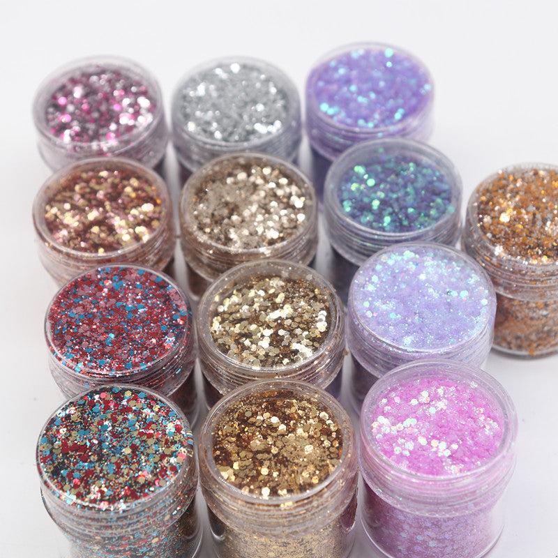 10ml Champagne Silver Mixed Purple Nail Powder Kit Art