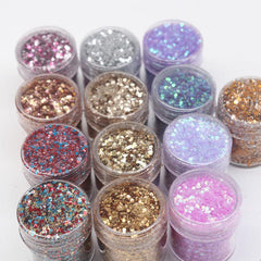 10ml Champagne Silver Mixed Purple Nail Powder Kit Art