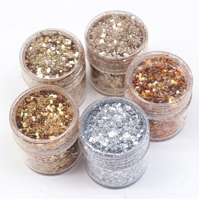 10ml Champagne Silver Mixed Purple Nail Powder Kit Art