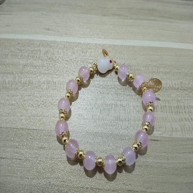 Jade Rabbit Bracelet Female Niche Red Agate Hand Beaded Mother Gift