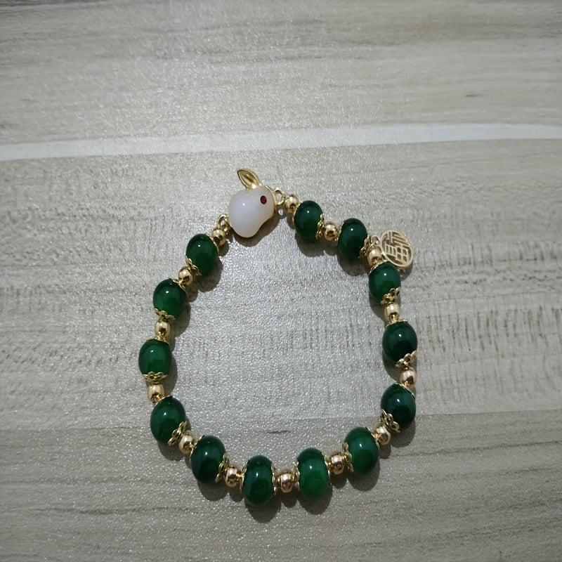 Jade Rabbit Bracelet Female Niche Red Agate Hand Beaded Mother Gift