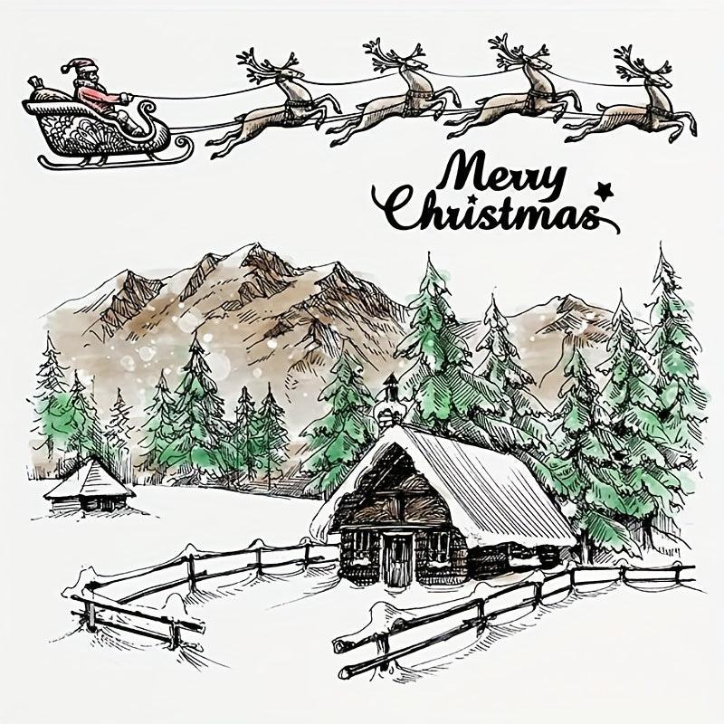 Christmas City House Background Clear Stamps for Card Making