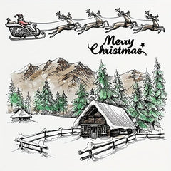 Christmas City House Background Clear Stamps for Card Making