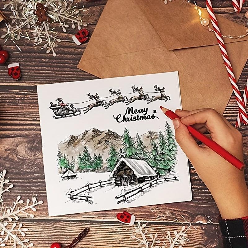 Christmas City House Background Clear Stamps for Card Making