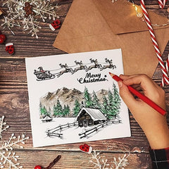 Christmas City House Background Clear Stamps for Card Making