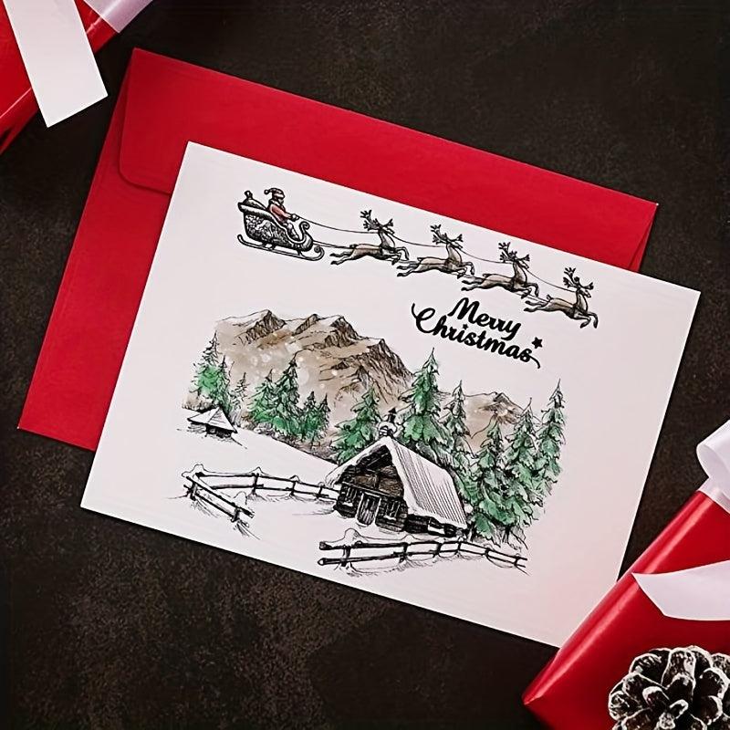 Christmas City House Background Clear Stamps for Card Making