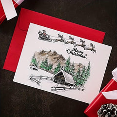 Christmas City House Background Clear Stamps for Card Making