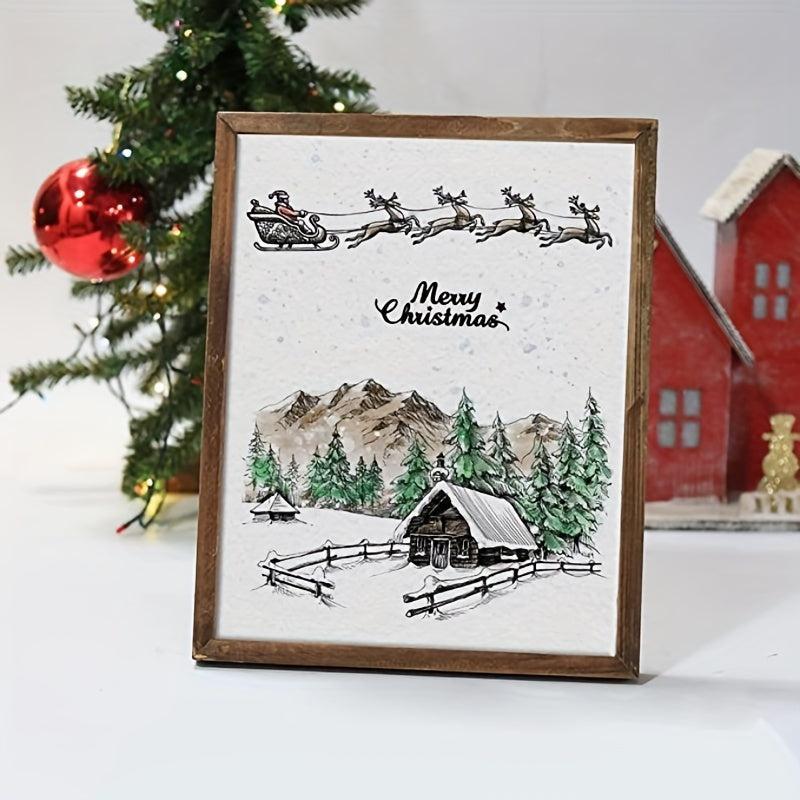 Christmas City House Background Clear Stamps for Card Making