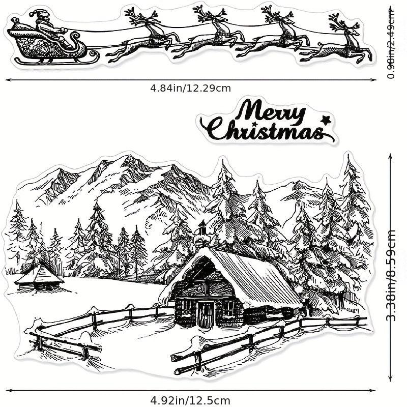 Christmas City House Background Clear Stamps for Card Making