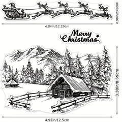 Christmas City House Background Clear Stamps for Card Making