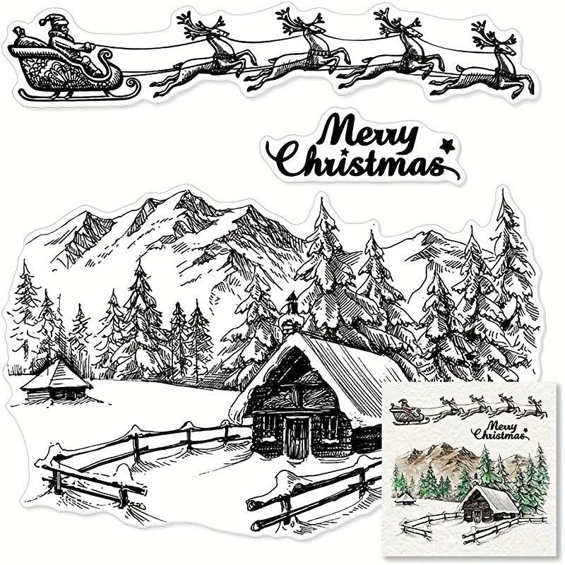 Christmas City House Background Clear Stamps for Card Making
