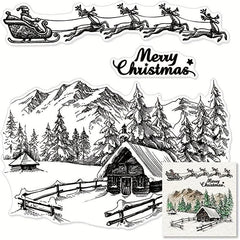 Christmas City House Background Clear Stamps for Card Making