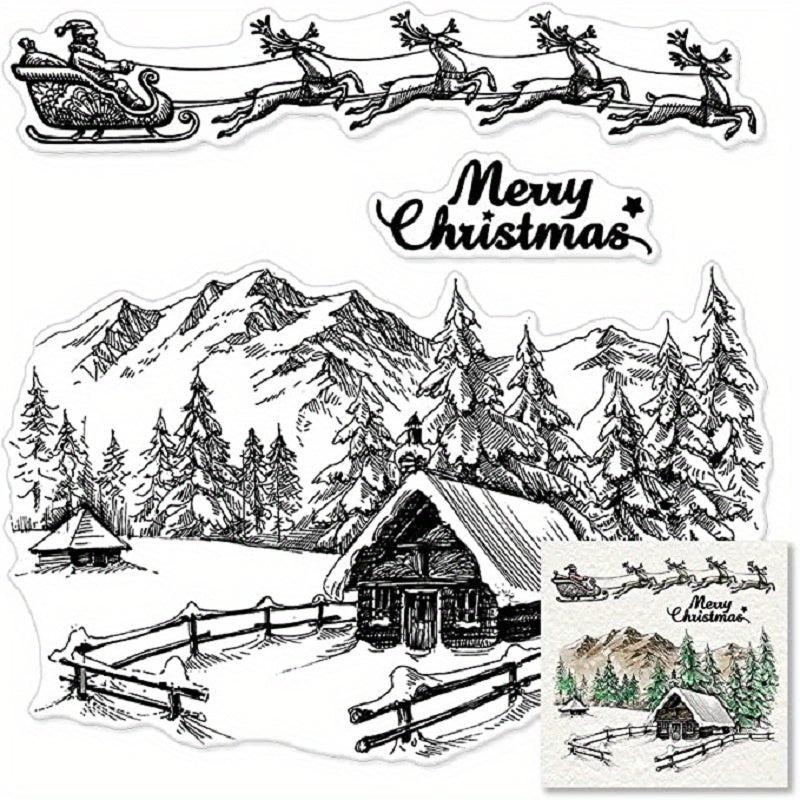 Christmas City House Background Clear Stamps for Card Making
