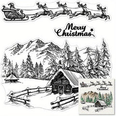 Christmas City House Background Clear Stamps for Card Making