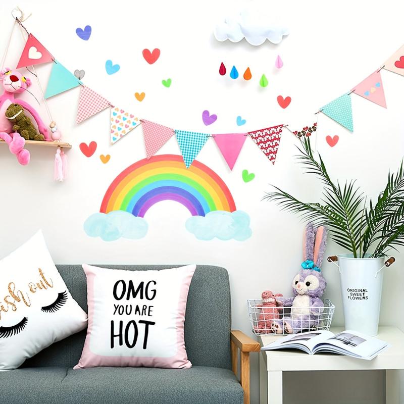 14pcs Kids Luminous Rainbow Clouds Love Wall Stickers Self-adhesive Decorative