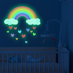 14pcs Kids Luminous Rainbow Clouds Love Wall Stickers Self-adhesive Decorative