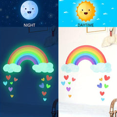 14pcs Kids Luminous Rainbow Clouds Love Wall Stickers Self-adhesive Decorative