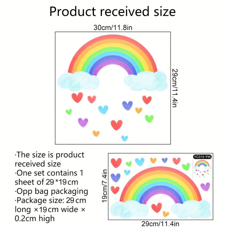 14pcs Kids Luminous Rainbow Clouds Love Wall Stickers Self-adhesive Decorative